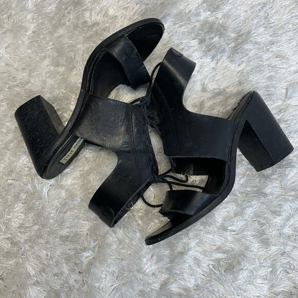 Steve Madden Nannoo Black Lace up Heel Sandals Sz 9 - Picture 6 of 9